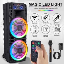10000W Dual 12" Subwoofer Portable Bluetooth Party Speaker With Remote Light Mic
