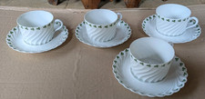 Haviland Limoges Torse Trefle Vert Kleeblatt 4 x Kaffeetasse mit Untertasse