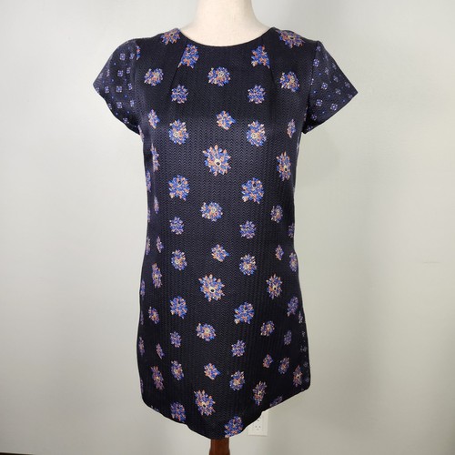 Club Monaco Multicolor Floral Print Silk Blend Cap Sleeve Shift Dress (2) #640