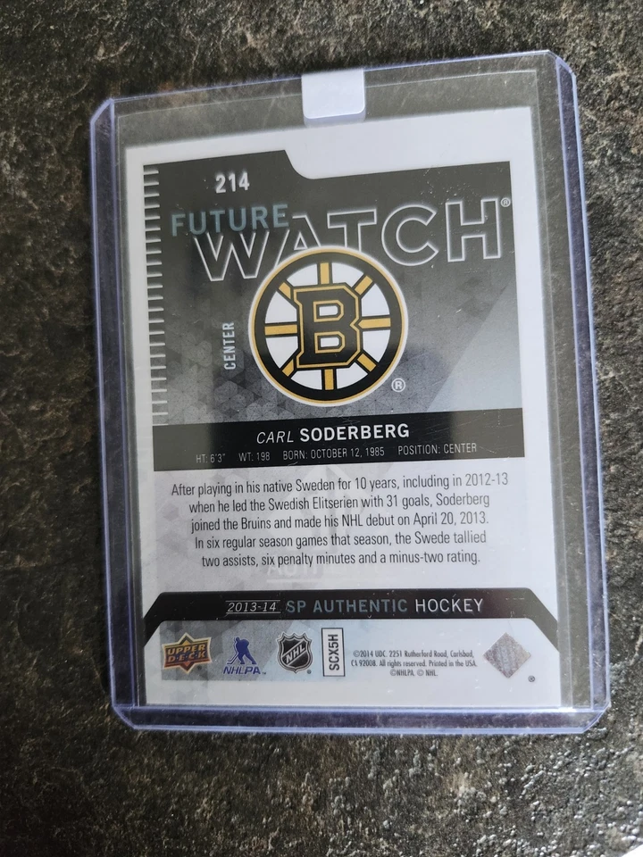 2013-14 SP Authentic Future Watch 0863/1299 Carl Soderberg Card# 214 - Image 2 of 2