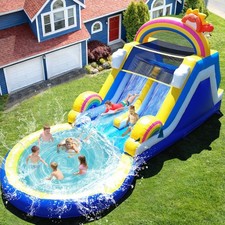 24FT Giant Commercial PVC Inflatable Bounce House Dual Water Slides Water Park