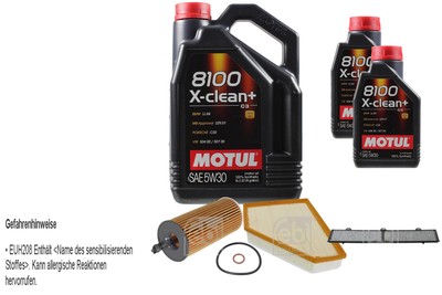 FEBI BILSTEIN Inspektionspaket 7L Motul 8100 X-clean+ 5W30 für BMW X1 E84