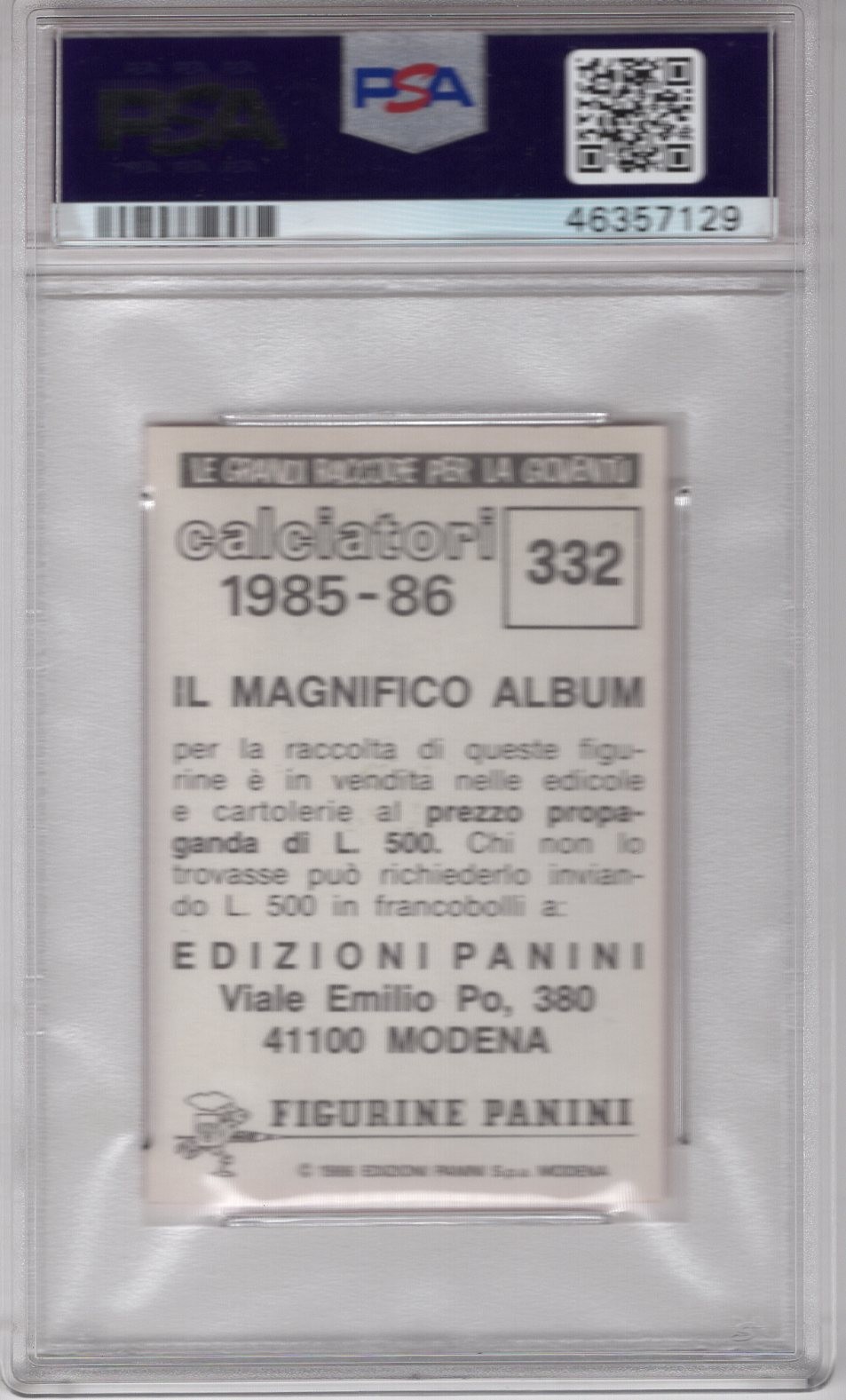 DIEGO MARADONA 1985 PANINI CALCIATORI SOCCER #332 PSA 5 EX **ARGENTINA** view 2