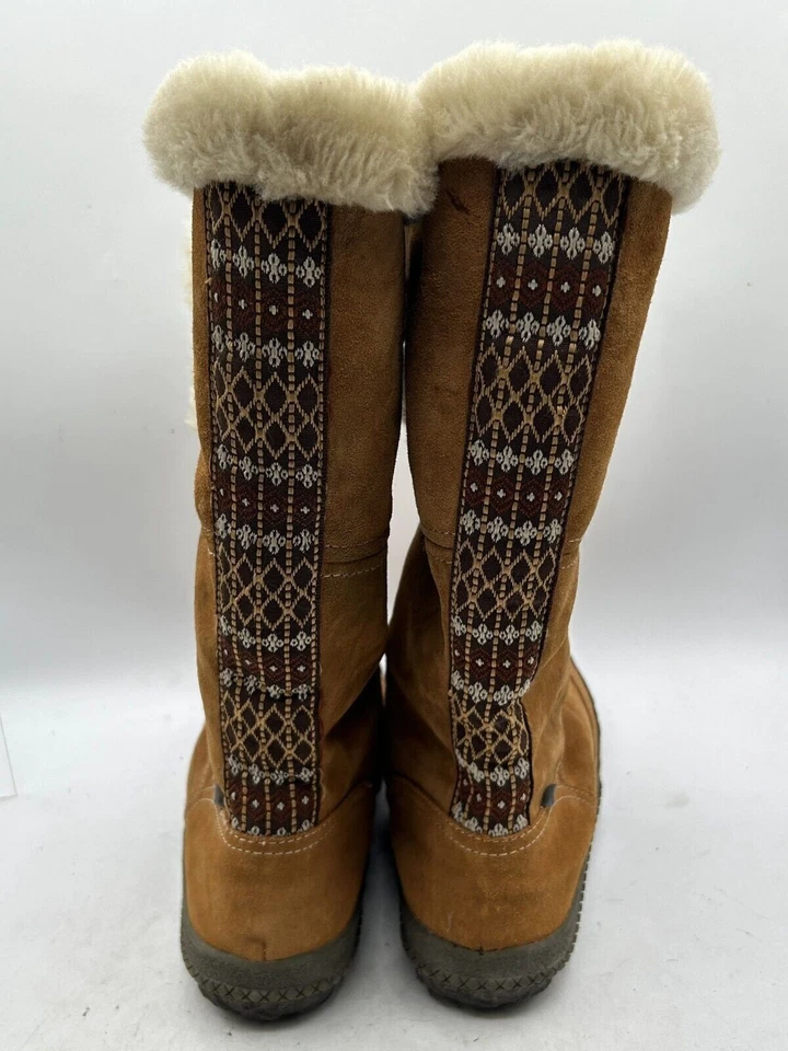 Cushe Cabin Fever Espresso Boot Women's Sz 11 Brown Tan Suede Pull-On Faux Fur - Image 3 of 4