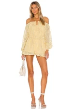 Tularosa Ida Off Shoulder Ruffle Hem Romper S Lemon Drop Yellow