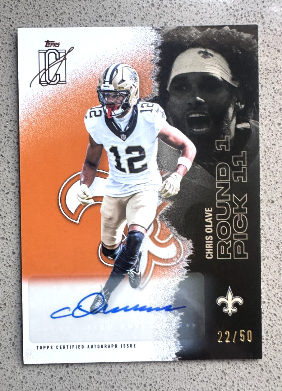 2025 Topps Signature Class - CHRIS OLAVE - Orange Auto #d 22/50 🔥 Saints Star