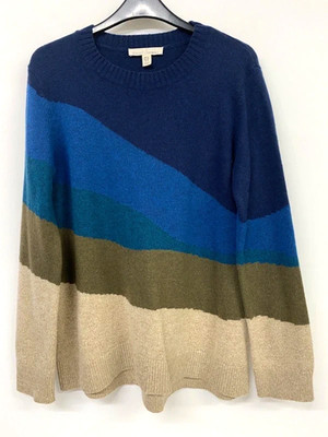 Seasalt Jumper Navy Beige Color Block UK 12 80% Wool 834