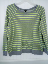 Torrid Sweatshirt Top Sz 2 Gray Green Stripes 2X Cotton Blend
