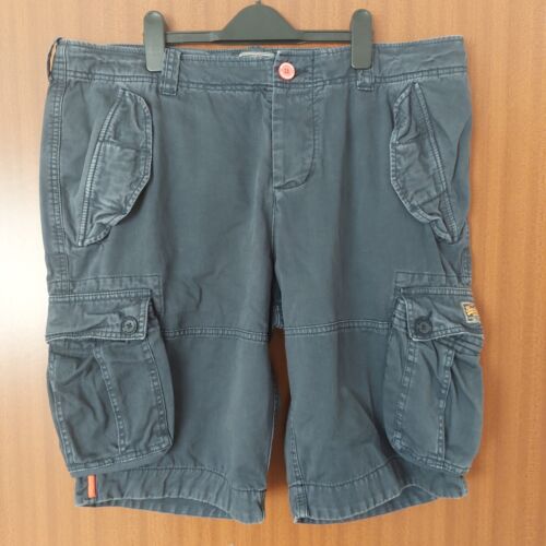 Superdry Cargo Shorts Core Vintage Heavy Cotton Side Pockets Navy Men's XXL 38" - Afbeelding 1 van 12