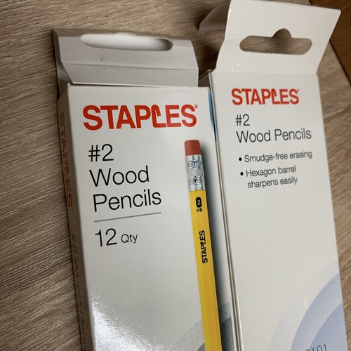 Lot of 2 Staples #2 Wood Pencils 12 per box Smudge-free Erasing Hexagon Barrell - Picture 2 of 7