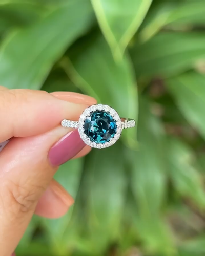 Round 2.52 Ct Natural Tourmaline Diamond Wedding Ring 14K Solid White Gold 6 7 8 - Video 1 of 1