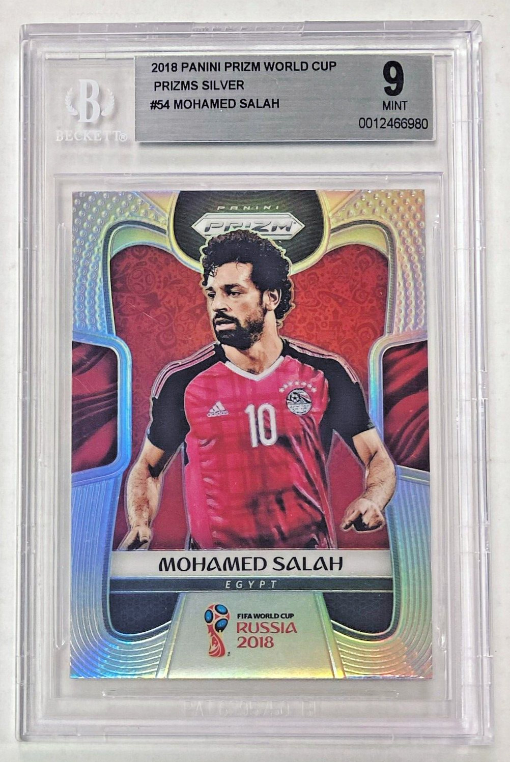 2018 Panini World Cup Prizm Mohamed Salah Silver #54 BGS 9