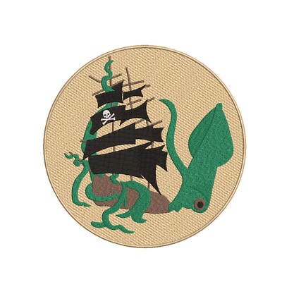 Kraken Sea Monster Patch Embroidered Iron-on Applique Ocean Myth Legend 