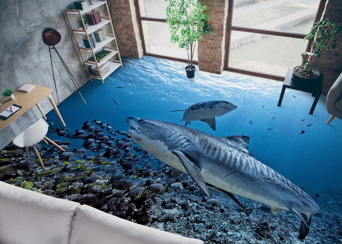 3D Ocean Shark SKE3446 Floor WallPaper Print Decal Epoxy Floor