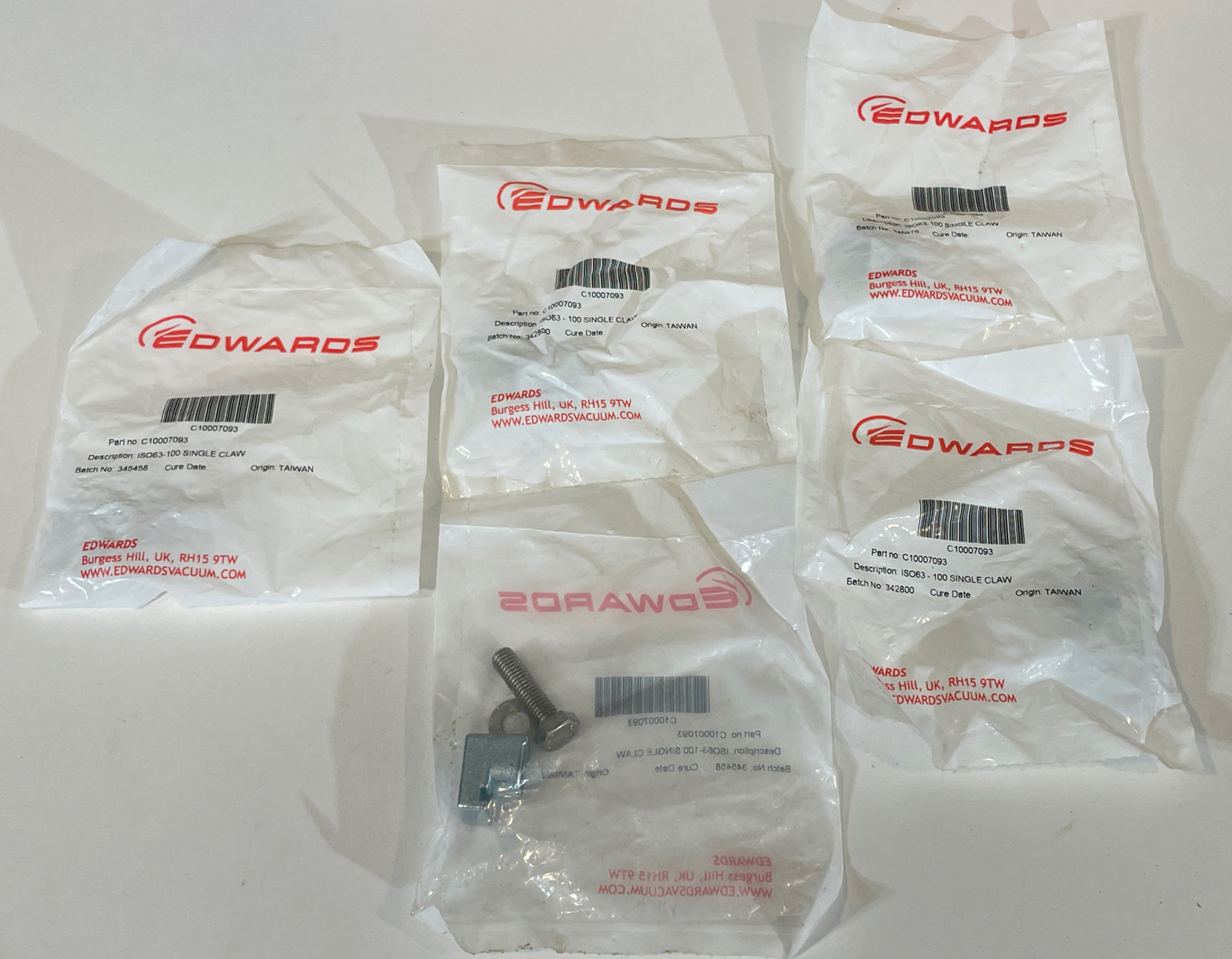 LOT OF 5 EDWARDS C10007093 iSO63-100 SINGLE CLAW Vacuum Pump Hardware Clamps 5