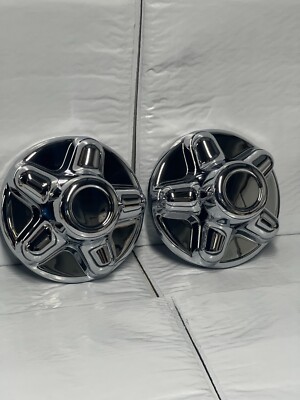 (2) Chrome Trailer Wheel Hub Cap Cover 5 lug 5 x 4.5'' pattern, cargo,camper,