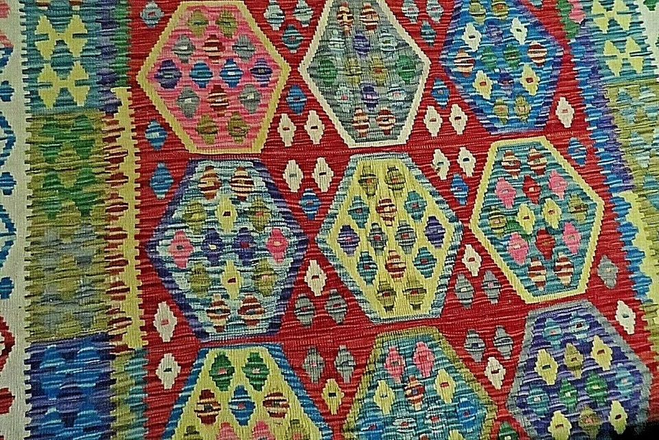KILIM Modern 手工编织 Afgan Chobi Kilim (Dhurri) 羊毛地毯,6' 7' x 5'1 — 第 3/4 张图片