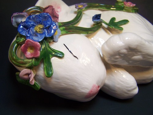 Laraine Eggleston Signed Ceramic Sleeping White Rabbit Bunny 9 x 5 inches - Picture 3 of 4