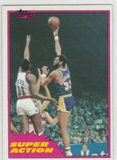 KAREEM ABDUL-JABBAR Los Angeles Lakers RARE VINTAGE BASKETBALL CARD 1981 Topps