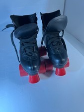 CHICAGO Black And Red Roller Quad Skates Black Leather Lace Up Kids Size: US J13