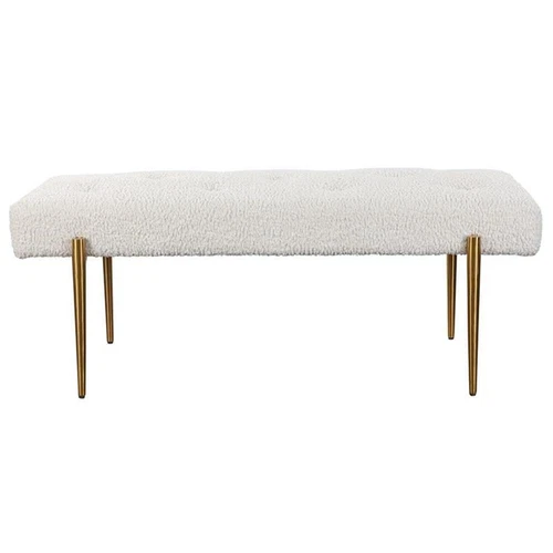 Uttermost Olivier Contemporary Fabric and Stainless Steel Bench in White - Picture 4 of 8