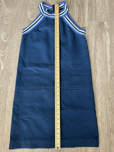 Longchamp Women’s Dress Blue Size 36 Blue Brown White 7824CFA Full Zip Dress - Picture 8 of 10