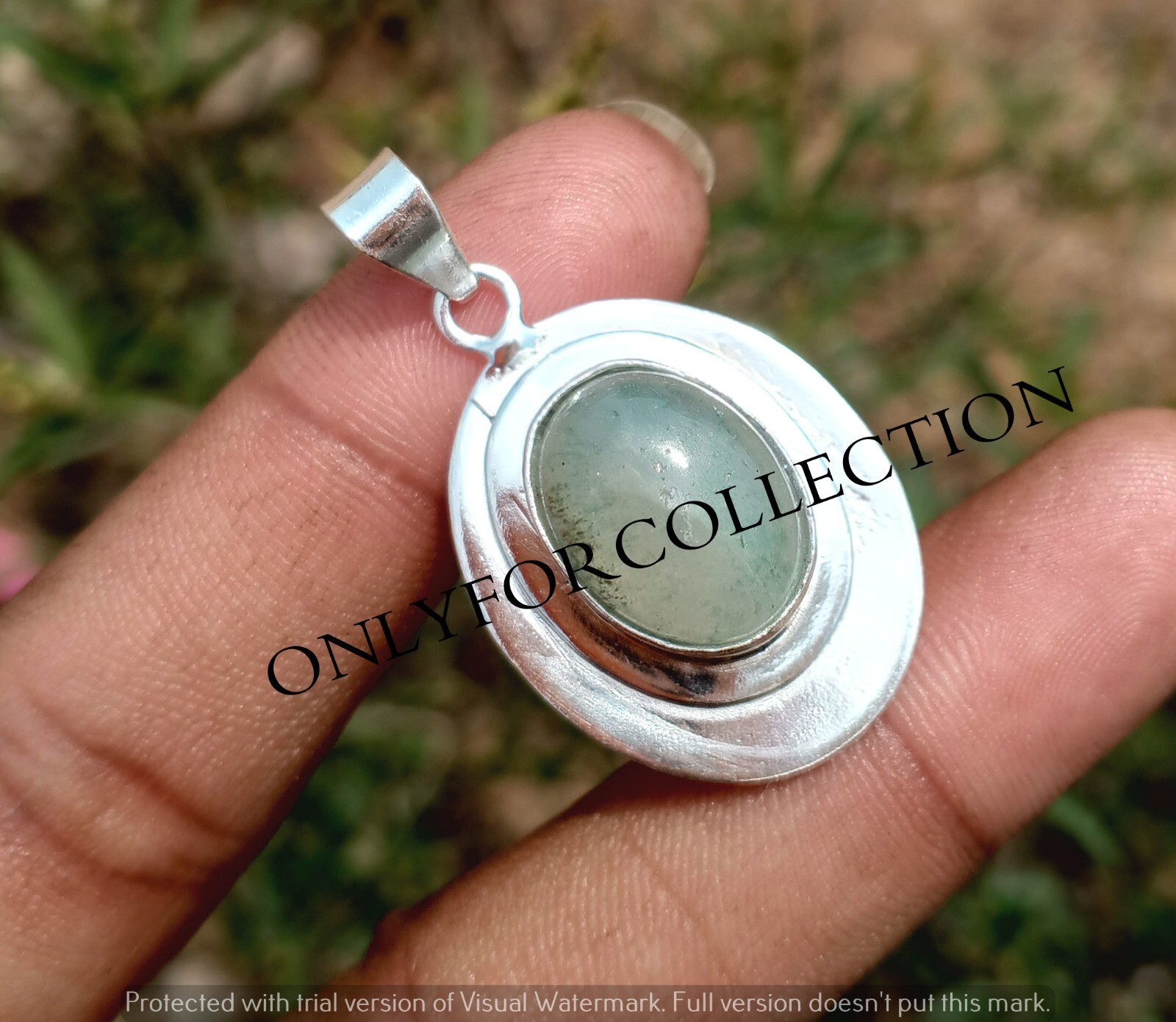 Agate Gemstone 925 Sterling Silver Plated 1 PC Oval Ethnic Pendant ...
