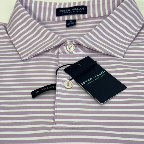 NWT Peter Millar MILES Crown Crafted Jersey Stripe Golf Polo WDFLO Lavender XL - Picture 5 of 10