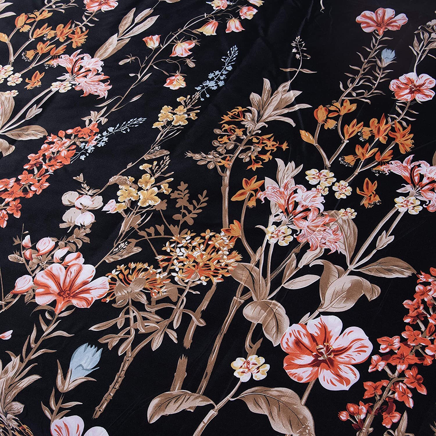 GETIANN Black Floral Duvet Cover Set Full/Queen Comforter Cover Set 90