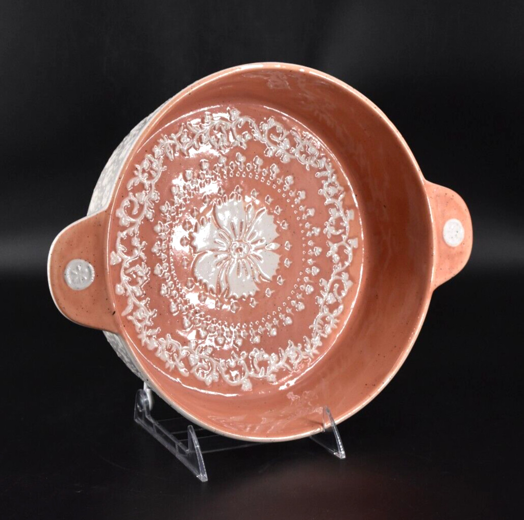 Anthropologie Stoneware Pie Tarte Quiche Dish Orange Coral Peach