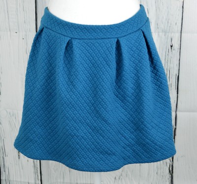 Francesca's Alya Juniors Pleated Skater Mini Skirt Quilted Look Teal Medium M 