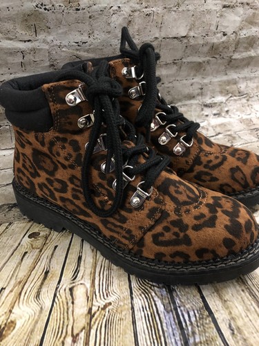 Dirty Laundry Soft Cheetah Print Lace Up Ankle Boots Size 6 - 第 2/5 張圖片