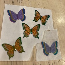 Vintage 1990 Sandylion iridescent shiny pearly butterfly stickers