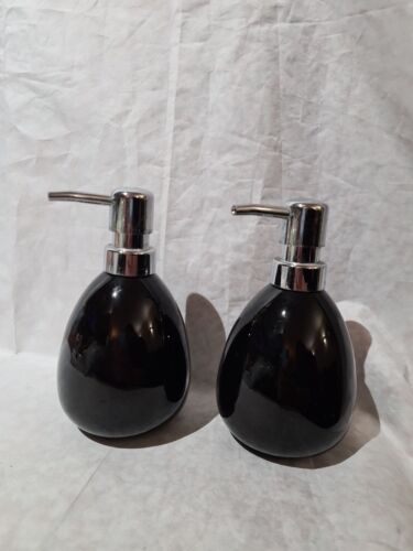 Distributeurs de savon noir et argent Matalan X 2 céramique - Photo 1 sur 5