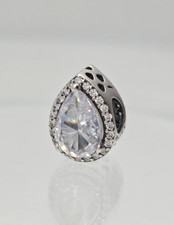 Authentic Pandora Sparkling  Silver Radiant Teardrop bead clear  Charm