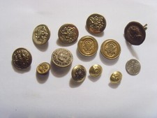 12 antique assorted metal heraldic military collector buttons lot FC1033