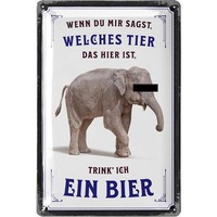 Lanolu Blechschild Elefant Bier Humor Kneipe Retro Bar - 20X30Cm