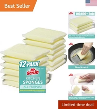 Odor Resistant & Quick Drying Non-Scratch Sponges – 12 Pads for All Surfaces