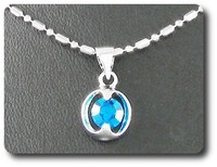Mineralien Und Steine PréCieuses. AnhäNger Blauer Saphir 6 MM Vergoldet Weiß 18
