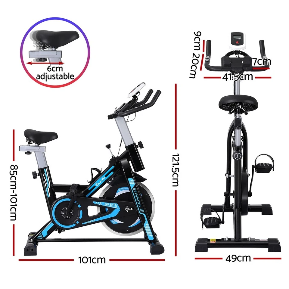 Everfit Spin Bike Exercise Bike 13KG Flywheel Fitness 150kg capacity - image 3 of 4