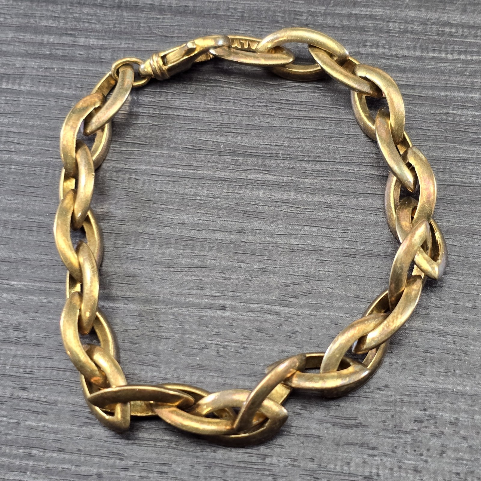 Vintage 925 Sterling Silver Gold Wash Italy Chunky Link Bracelet 8.5” 27.98g