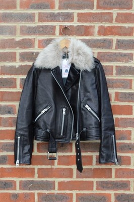 AllSaints Ladies GRIFT Leather Jacket UK8 Black Biker US4 EU36 Bomber All Saints