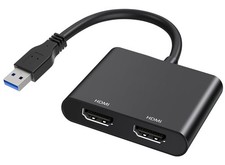 USB to HDMI Adapter, Dual HDMI USB Multi-Monitor Cable 1080P Video Audio Conv...