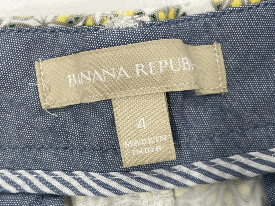 Pantalones Cortos Banana Republic Mujer Talla 4 Verde Caleidoscopio Diamante Chino Geométrico Foto 2 de 4