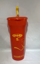 Vintage Batman Robin 1995 DC Comics Travel Cup with Lid & Straw Collectible