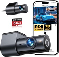Dashcam 4K+1080P Vorne Hinten 170° Weitwinkel mit 64GB SD Karte & Nachtsicht