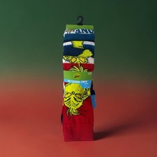 The Grinch Socks Men's Casual Crew Socks 6 Pairs Mens Size 8-12 Bioworld New