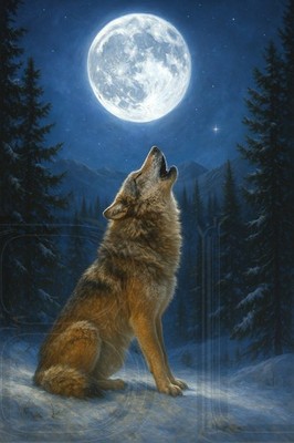 Wolf howling at the moon 13 x 19  Photo Print