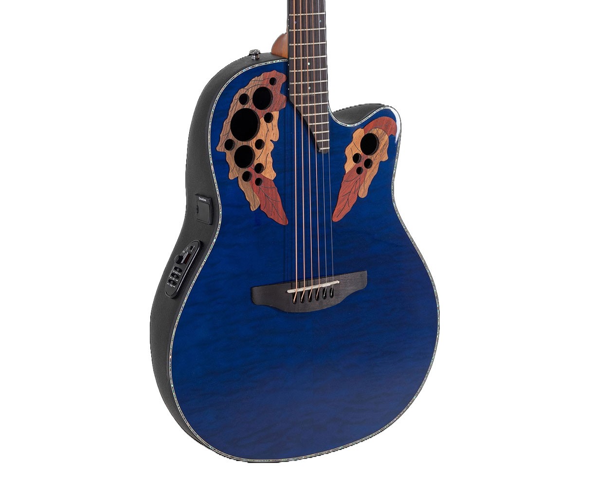 Ovation Celebrity Elite Plus CE44P-8TQ A/E Guitar - Blue Transparent Quilt