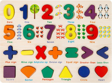 Number Puzzle Wooden Puzzles for Toddlers 1 2 3 4 5 Year Old, Shape Learning Puz